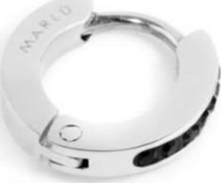 Marlù-MONO-ORECCHINO-CERCHIO-ACCIAIO-11MM-CRISTALLI-NERI