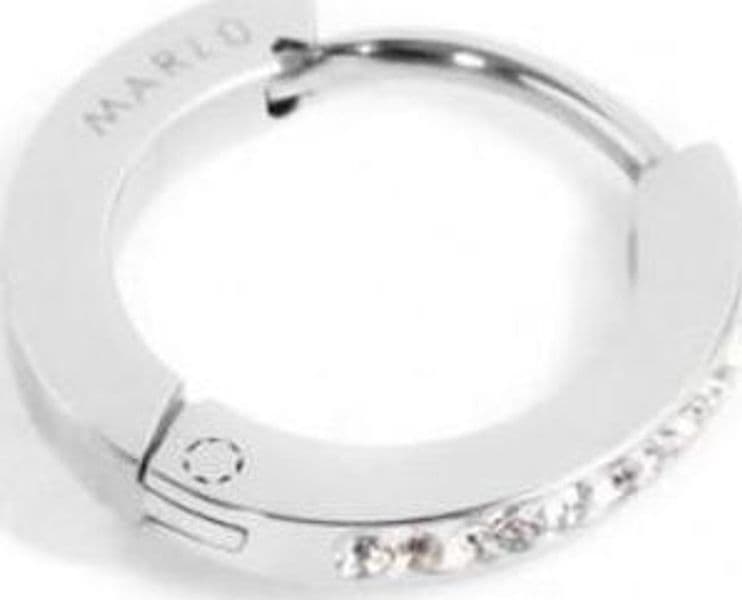 Marlù-MONO-ORECCHINO-CERCHIO-ACCIAIO-13MM-CRISTALLI-BIANCHI
