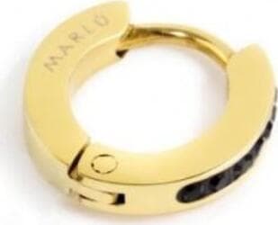 Marlù-MONO-ORECCHINO-CERCHIO-PVD-ORO-11MM-CRISTALLI-NERI