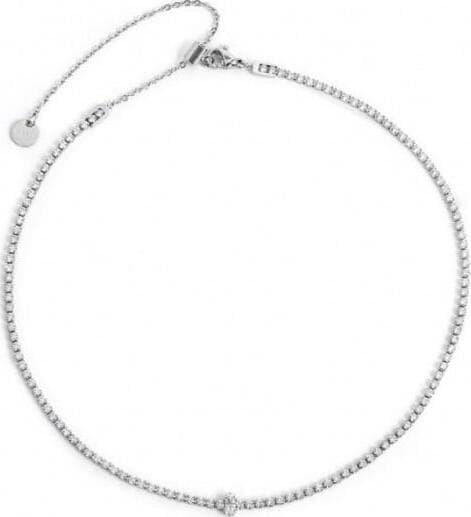 MARLU’---COLLANA-TENNIS-CHOKER-ZIRCONI-BIANCHI-E-ZIRCONE-BAGUETTE-CENTRALE-ACCIAIO