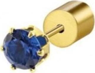 MARLU’---ORECCHINO-CON-ZIRCONE-BLU-4MM-PVD-ORO