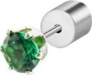 MARLU’---ORECCHINO-CON-ZIRCONE-VERDE-4MM-ACCIAIO