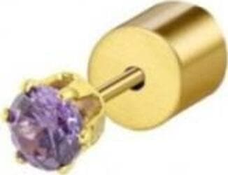 MARLU’---ORECCHINO-CON-ZIRCONE-VIOLA-3MM-PVD-ORO