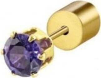 MARLU’---ORECCHINO-CON-ZIRCONE-VIOLA-4MM-PVD-ORO