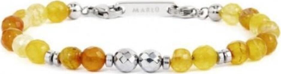 Marlu-BRACCIALE-SFERE-AGATA-GIALLA-ACCIAIO