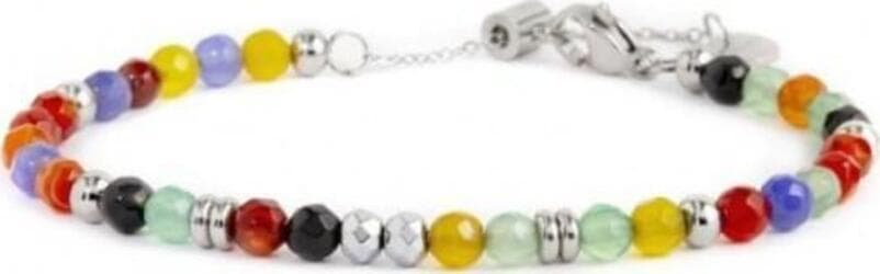 Marlu-BRACCIALE-SFERE-AGATA-MULTICOLORE-ACCIAO