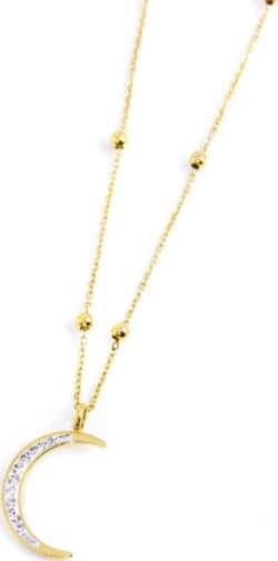 MARLU'-COLLANA-PENDENTE-LUNA-CON-CRISTALLI-BIANCHI-PVD-ORO