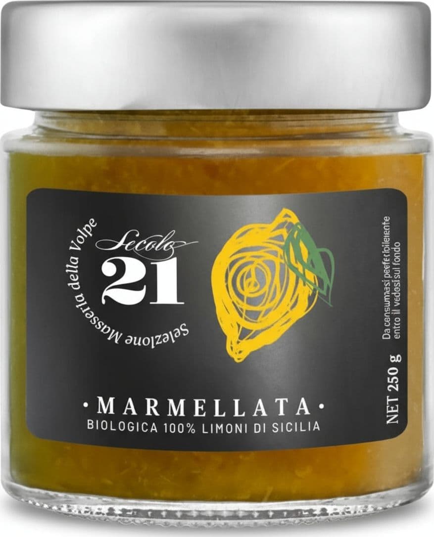 Marmellata di Limoni artigianale Solo Frutta marmellata di limone con zucchero di canna e aggiunta succo di limone in Vetro Secolo21 230 gr