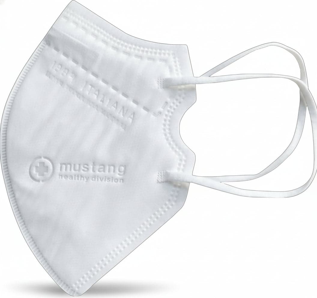 Mascherina Prodotta In Italia da 0.60 Imbustata Singolarmente Mascherine Certificate Italiane Bianche Mustang in Mascherine antipolvere pieghevoli Dresswork - Como, commercioVirtuoso.it