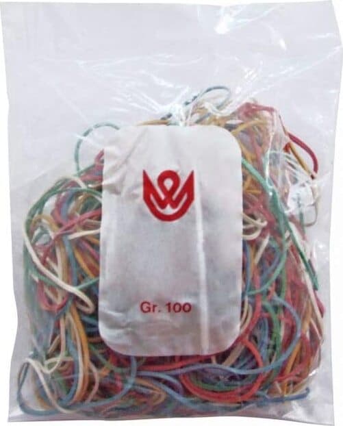 MASIDEF---100gr---BUSTA-ELASTICI-IN-GOMMA-7-DIFFERENTI-MISURE---COLORI-ASSORTITI