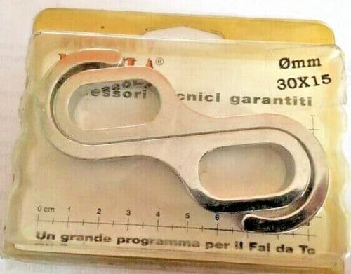 MASIDEF - 2 PEZZI - GANCI IN METALLO CROMATI PER TUBO OVALE ø30x15MM