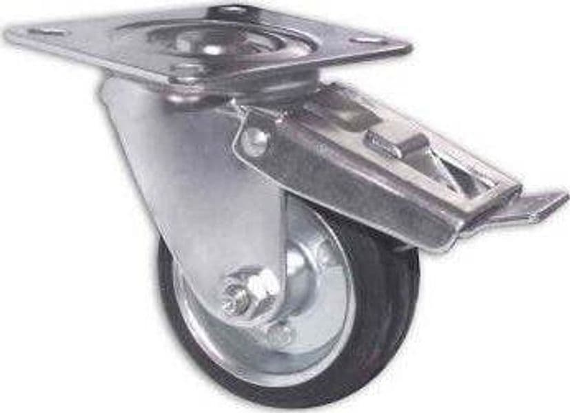 MASIDEF---RUOTA-PIROETTANTE-IN-GOMMA-CON-PIASTRA-E-FRENO-DIAMETRO-mm-125