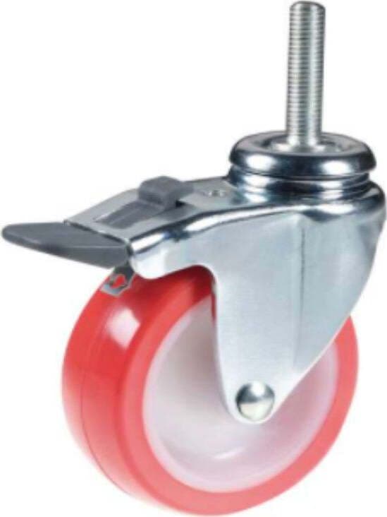 MASIDEF---RUOTA-PIROETTANTE-IN-POLIURETANO-CON-PERNO-+-FRENO-Ø-60-MM.
