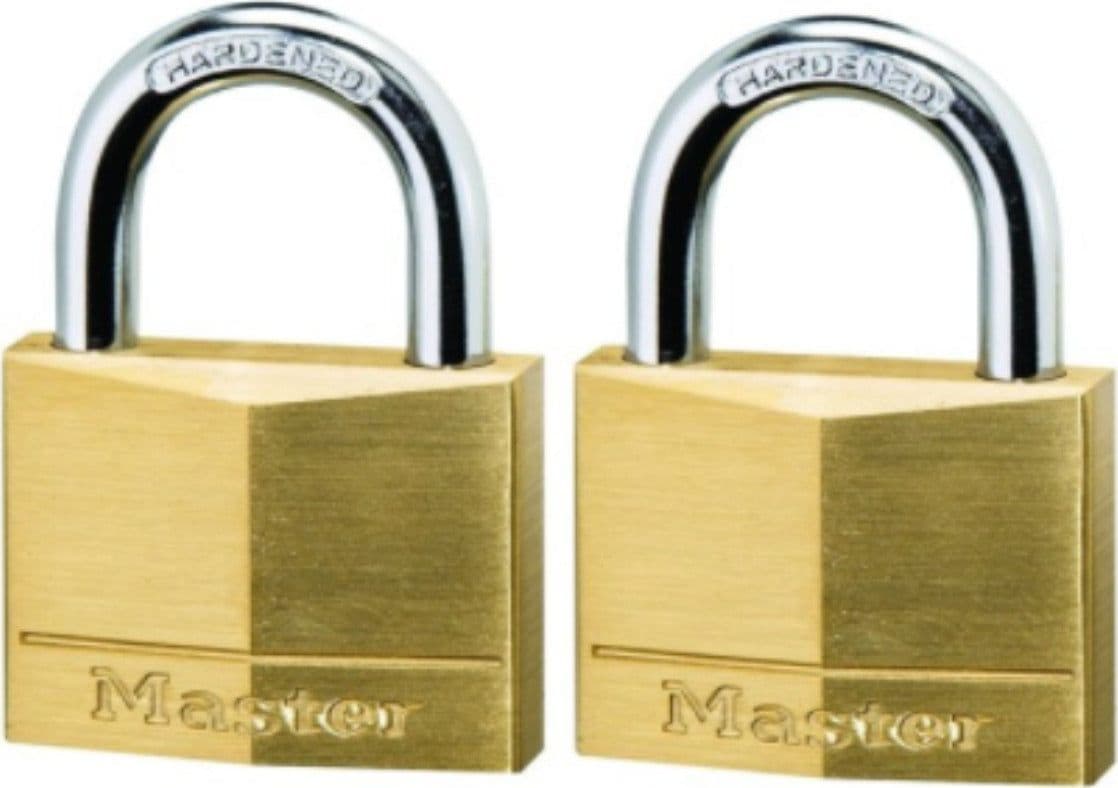 MASTER-LOCK---2-LUCCHETTI-IN-OTTONE-MASSICCIO---ARCO-ACCIAIO-TEMPERATO---40x22x6-MM