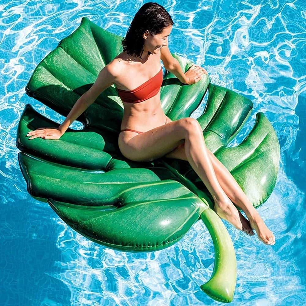 Materassino-Isola-Gonfiabile-Stampa-Foglia-Pvc-Mare-Piscina-213-X-142-Cm
