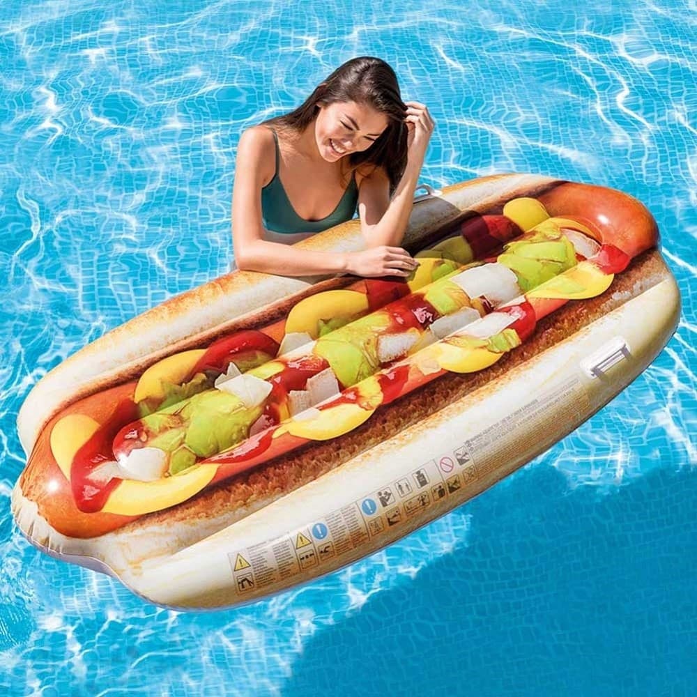 Materassino-Isola-Gonfiabile-Stampa-Hot-dog-In-Pvc-Mare-Piscina-108-X-89-Cm