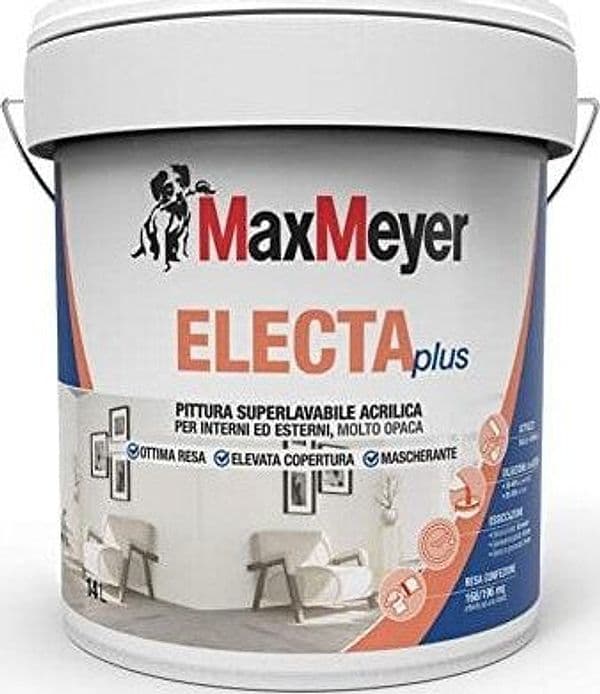 MaxMeyer Idropittura Acrilica Bianca Electa Plus Lt 14 Ideale per Interni Ed Esterni Colore Molto Opaco Fai da te/Pitture trattamenti per pareti e utensili/Vernice e fondo/Pittura per pareti Ferus - Montoro, Commerciovirtuoso.it