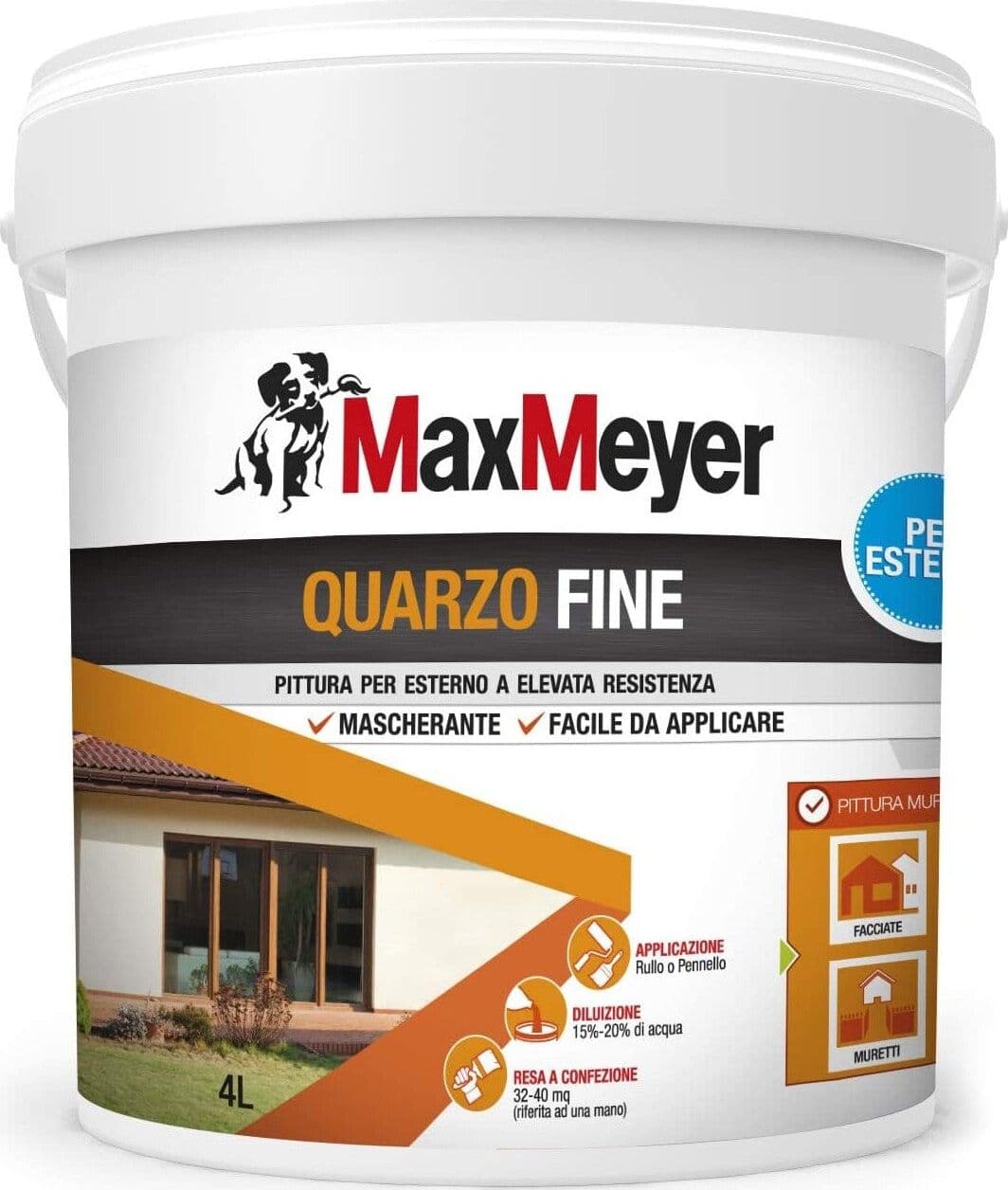 Maxmeyer Pittura Per Esterni Quarzo Fine Bianco 4 L Pittura per Esterni Bianca Mascherante Fai da te/Pitture trattamenti per pareti e utensili/Vernice e fondo/Pittura per pareti Ferus - Montoro, Commerciovirtuoso.it