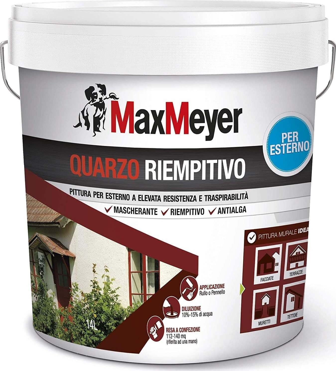 Maxmeyer Pittura Per Esterni Quarzo Riempitivo Antialga Bianco 14 L MaxMeyer Pittura per esterni Quarzo Riempitivo Antialga BIANCO 14 L Fai da te/Pitture trattamenti per pareti e utensili/Vernice e fondo/Pittura per pareti Ferus - Montoro, Commerciovirtuoso.it