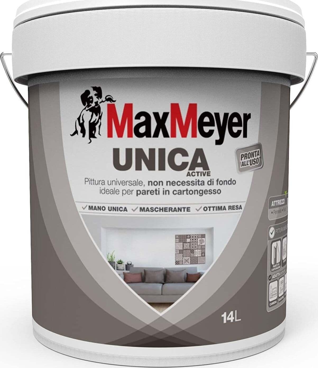 Maxmeyer Pittura Per Interni Pareti E Cartongesso Unica Active Bianco 14 Lt MaxMeyer Pittura per interni per cartongesso Unica Active BIANCO 14 L Fai da te/Pitture trattamenti per pareti e utensili/Vernice e fondo/Pittura per pareti Ferus - Montoro, Commerciovirtuoso.it
