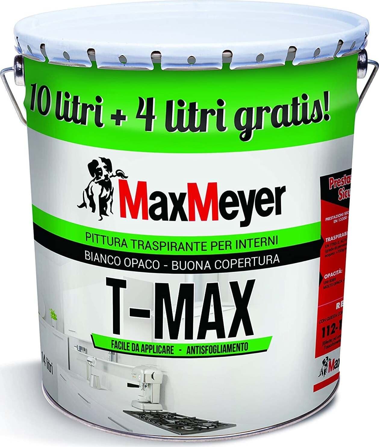 Maxmeyer Pittura Traspirante T-max Lt 10+4 Bianco Fai da te/Pitture trattamenti per pareti e utensili/Vernice e fondo/Pittura per pareti Ferus - Montoro, Commerciovirtuoso.it