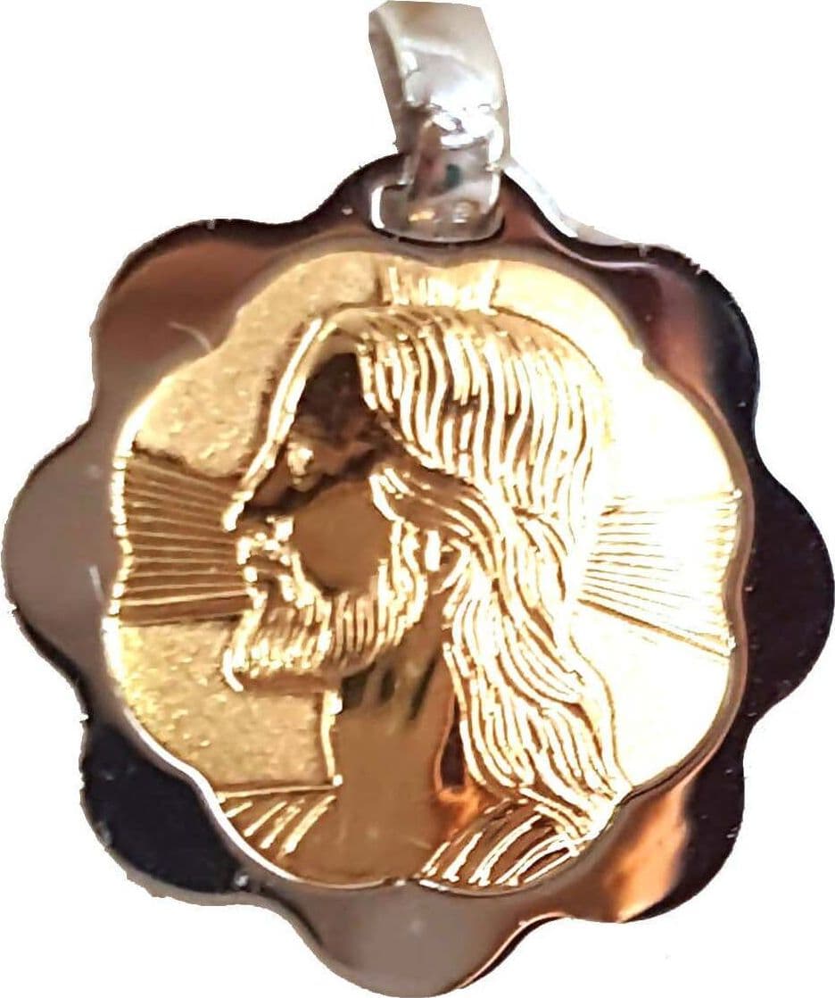 Medaglia Cristo in oro bianco e giallo 750/1000 medaglietta Religiosa che Raffigura Gesù Unisex Gioiello Religioso Stella Milano