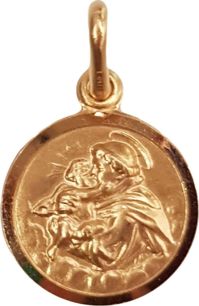 Medaglia Sant'Antonio in oro giallo 750 millesimi 18 kt Pendente Religioso Artigianale Made in Italy