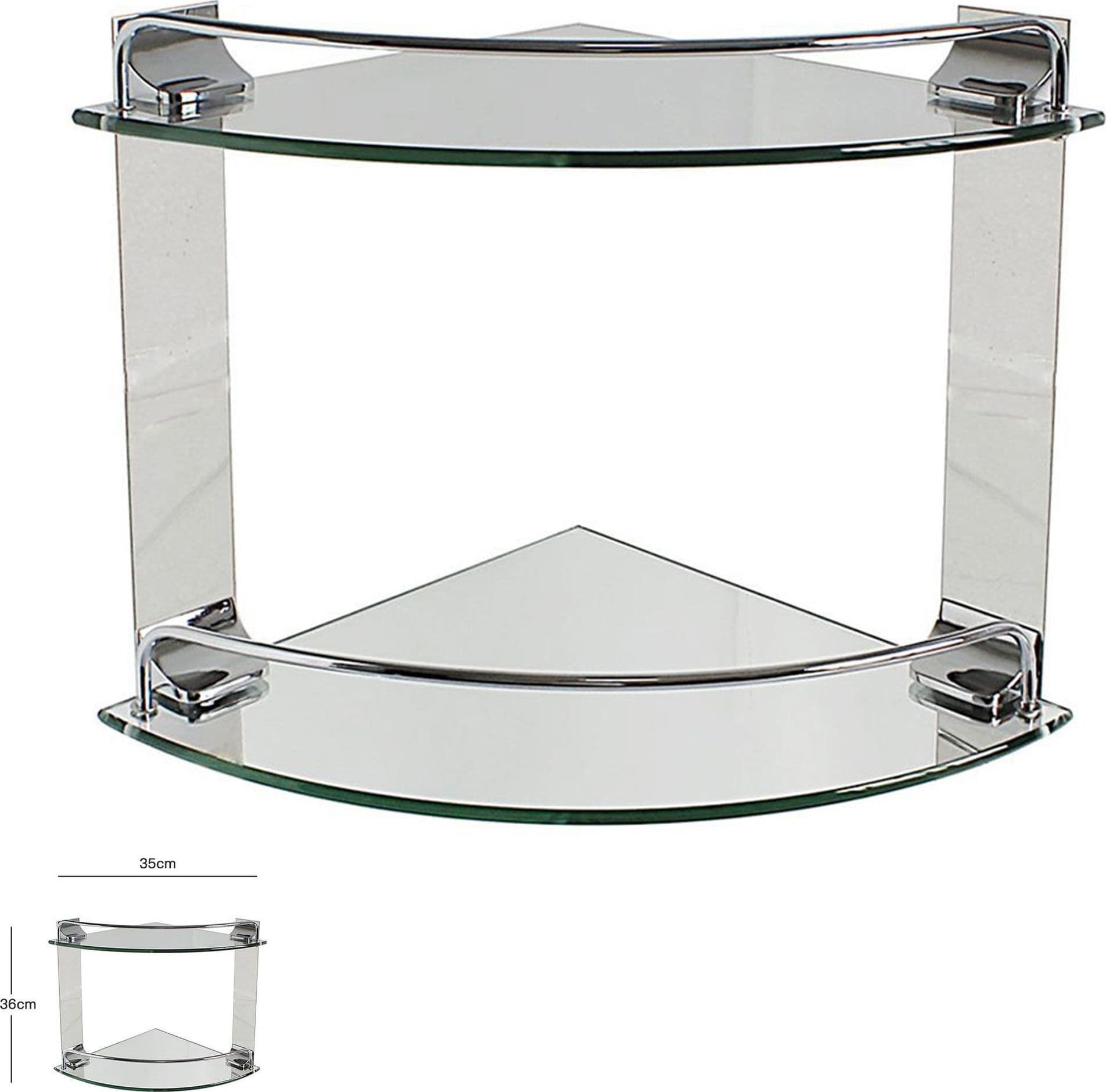 Mensola Ad Angolo Doppia Per Bagno Angoliera A 2 Ripiani In Vetro Arredo 52910 Set da Bagno Trade Shop italia - Napoli, Commerciovirtuoso.it