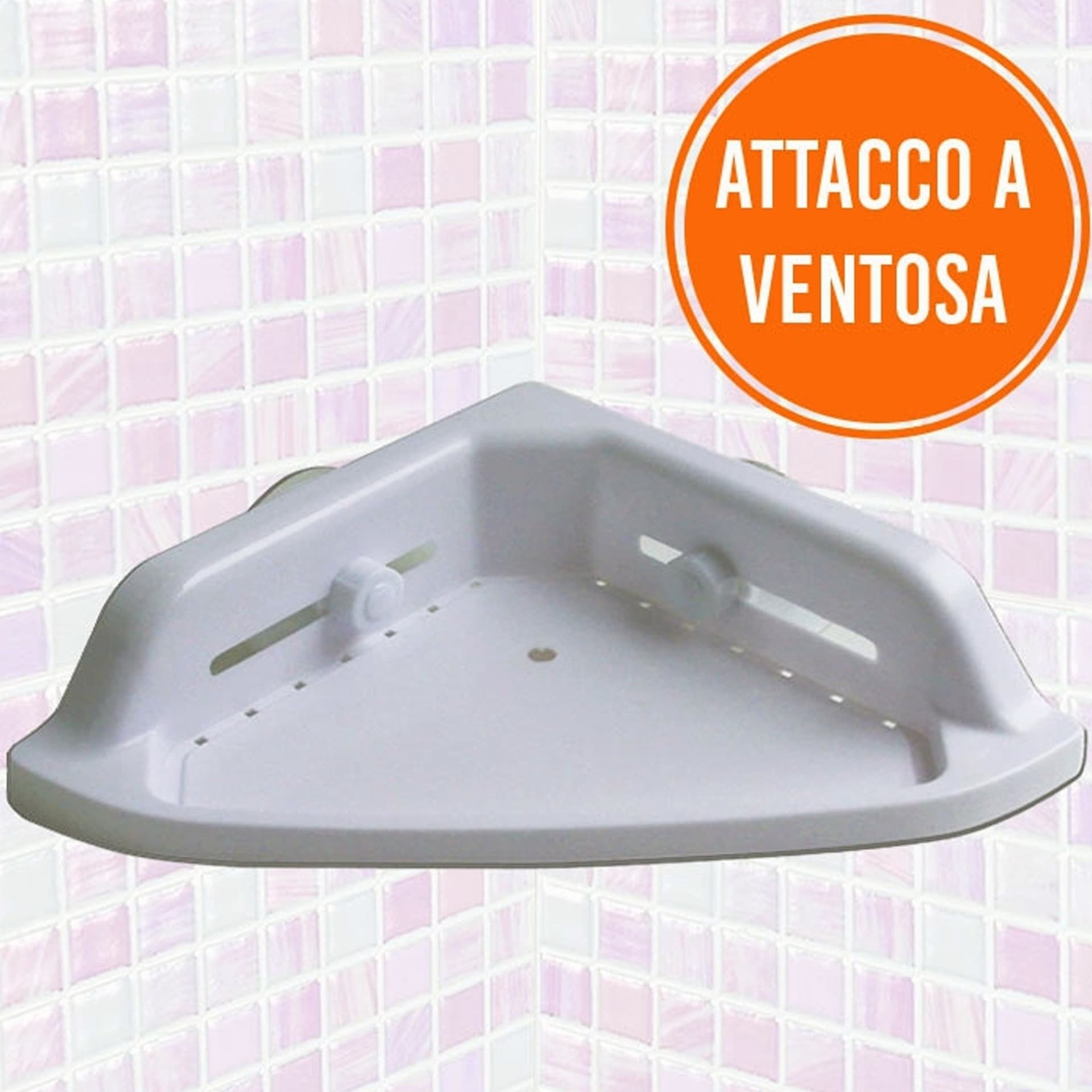 MENSOLA ANGOLARE PER DOCCIA BAGNO PORTAOGGETTI ATTACCO A VENTOSA 34 X 31 CM Trade Shop italia - Napoli, Commerciovirtuoso.it