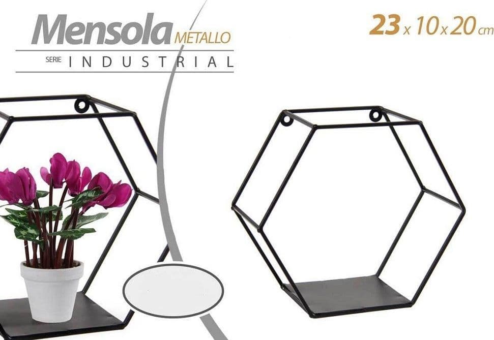 Mensola Esagonale Bacheca Parete Metallo Classico Moderno Nero 23x10x20cm 822193 Casa e cucina/Organizzazione interni/Porta oggetti cassetti e scaffali/Mensole a cubo da parete Trade Shop italia - Napoli, Commerciovirtuoso.it
