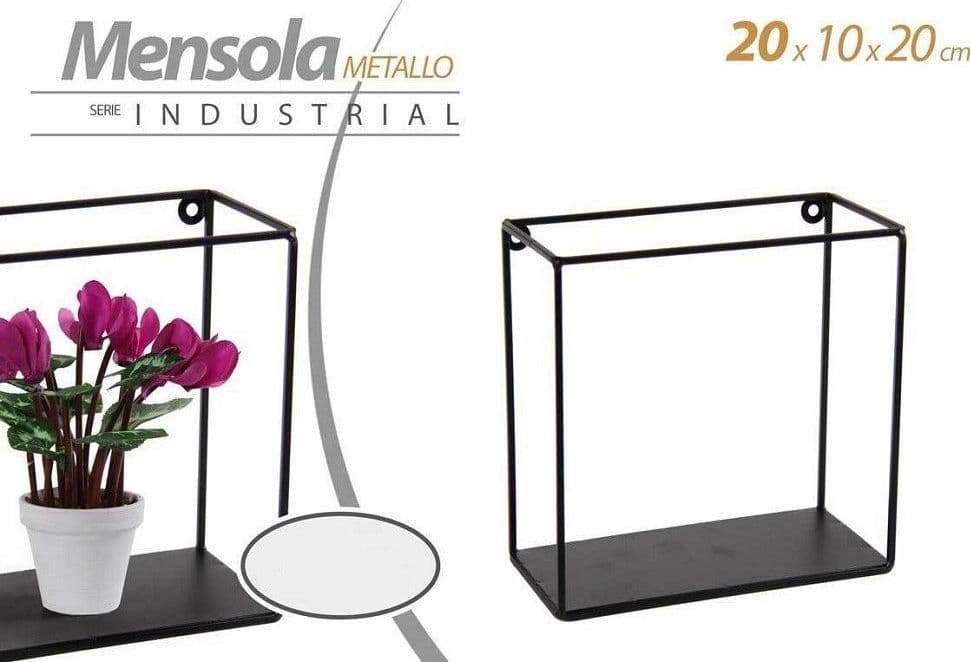Mensola Quadrata Bacheca Parete Metallo Nero 20x10x20cm Serie Industrial 822230 Casa e cucina/Organizzazione interni/Porta oggetti cassetti e scaffali/Mensole da muro Trade Shop italia - Napoli, Commerciovirtuoso.it