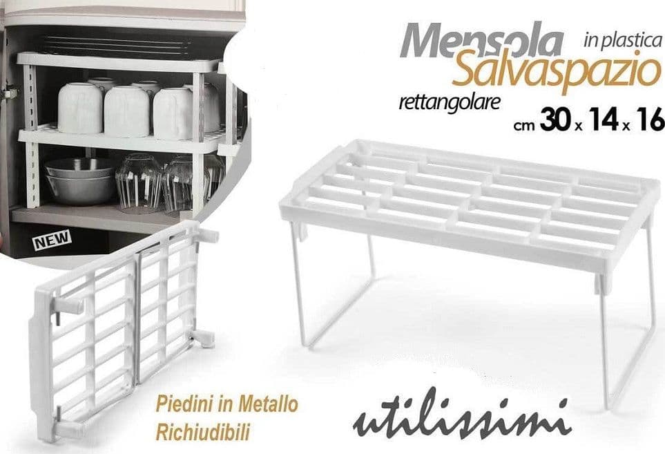 Mensola Salvaspazio Organizer Cucina Armadio Cassetti Bianca 30x14x16cm 839184 Casa e cucina/Organizzazione interni/Porta oggetti cassetti e scaffali/Mensole da muro Trade Shop italia - Napoli, Commerciovirtuoso.it