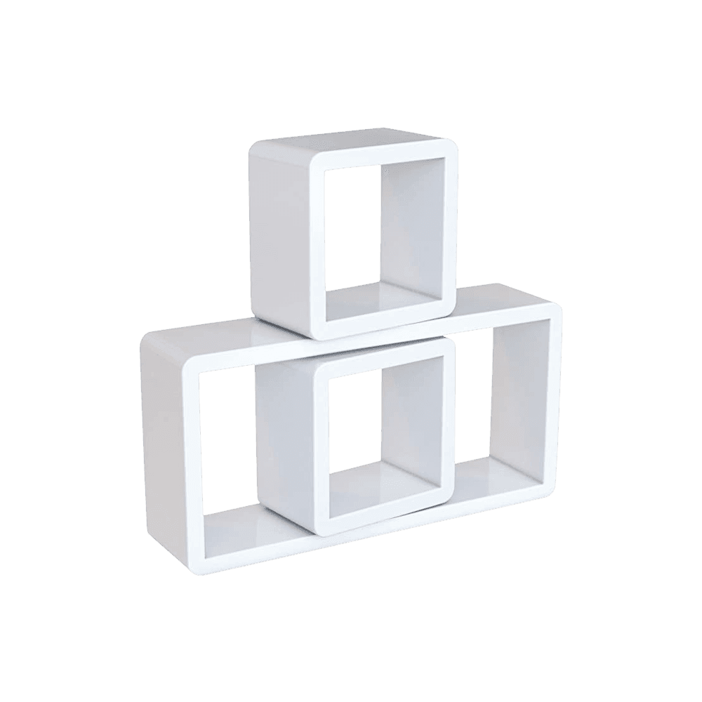 Mensole A Cubo Set Di 3 Da Parete Stile Retró Bianco Casa e cucina/Organizzazione interni/Porta oggetti cassetti e scaffali/Mensole da muro Liquidator Italia - Nicosia, Commerciovirtuoso.it