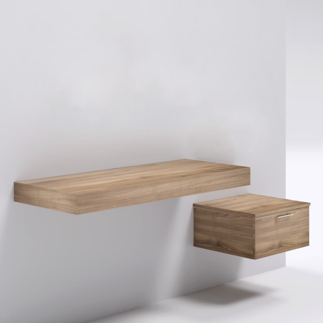 Mensolone in laminato sospeso per lavabi da appoggio e cassettiera Noce Tranche Casa e cucina/Bagno/Mobili da bagno/Mobiletti con lavabo Ogomondo - Martina Franca, Commerciovirtuoso.it