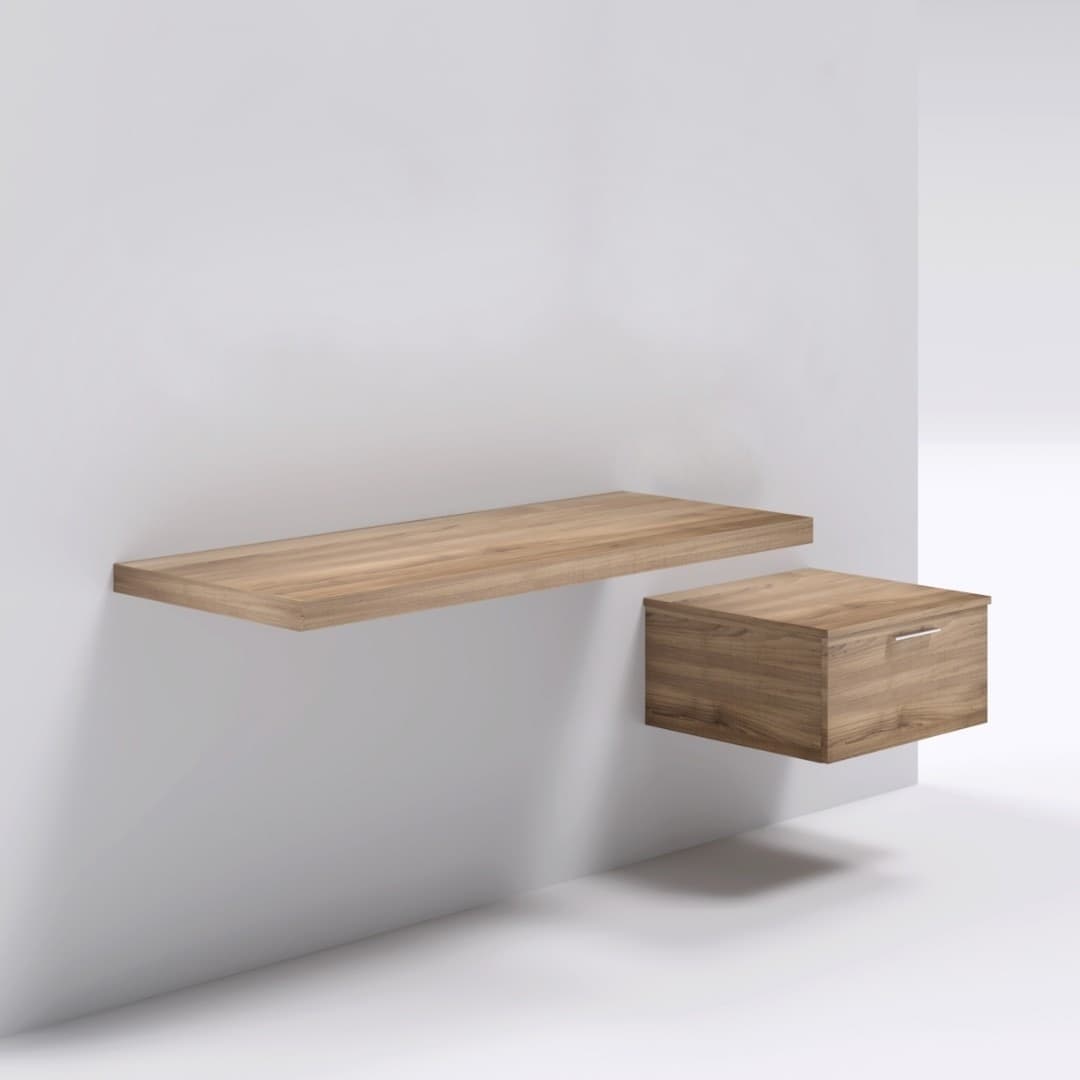 Mensolone in laminato sospeso per lavabi da appoggio e cassettiera Noce Tranche Casa e cucina/Bagno/Mobili da bagno/Mobiletti con lavabo Ogomondo - Martina Franca, Commerciovirtuoso.it