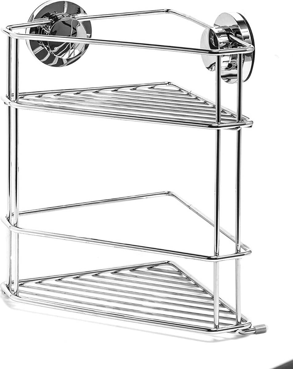 METAFORM---NEW-CHROME-2.0 MENSOLA-ANGOLARE-DOPPIA-PER-DOCCIA-FISSAGGIO-A-VENTOSA
