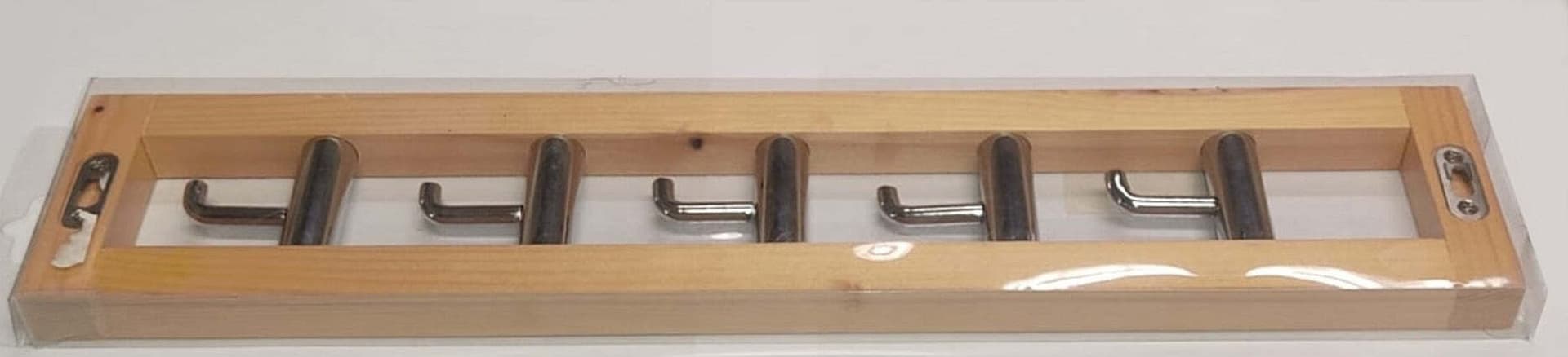 METALDECOR---APPENDIABITI-DA-5-POSTI-IN-LEGNO-CHIARO---GANCI-CROMATI-500x100x25MM