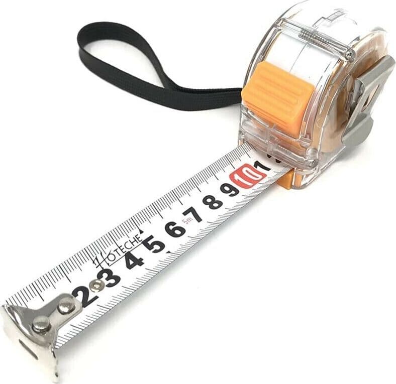Metro-Flessibile-Misura-5-Mt-Ritiro-Automatico-Flessometro-Tasto-Blocco-Hoteche