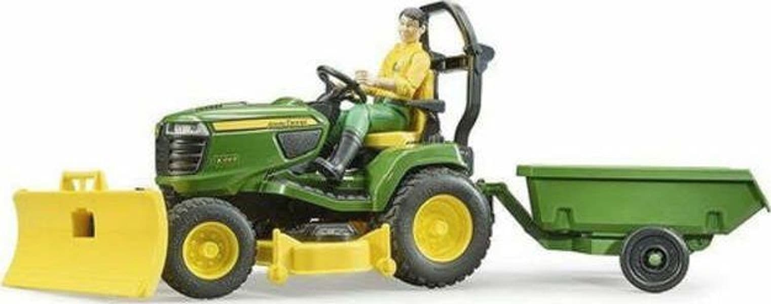 Mezzo-agricolo-Bruder-62104-Trattore-Tosaerba-con-Rimorchio-JOHN-DEERE