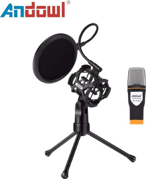 Microfono 3,5 mm a condensatore professionale per pc - smarphone con supporto per registrazioni e piastra antirumore, registrazione vocale conferenze ,canto, youtube, skype e gaming.