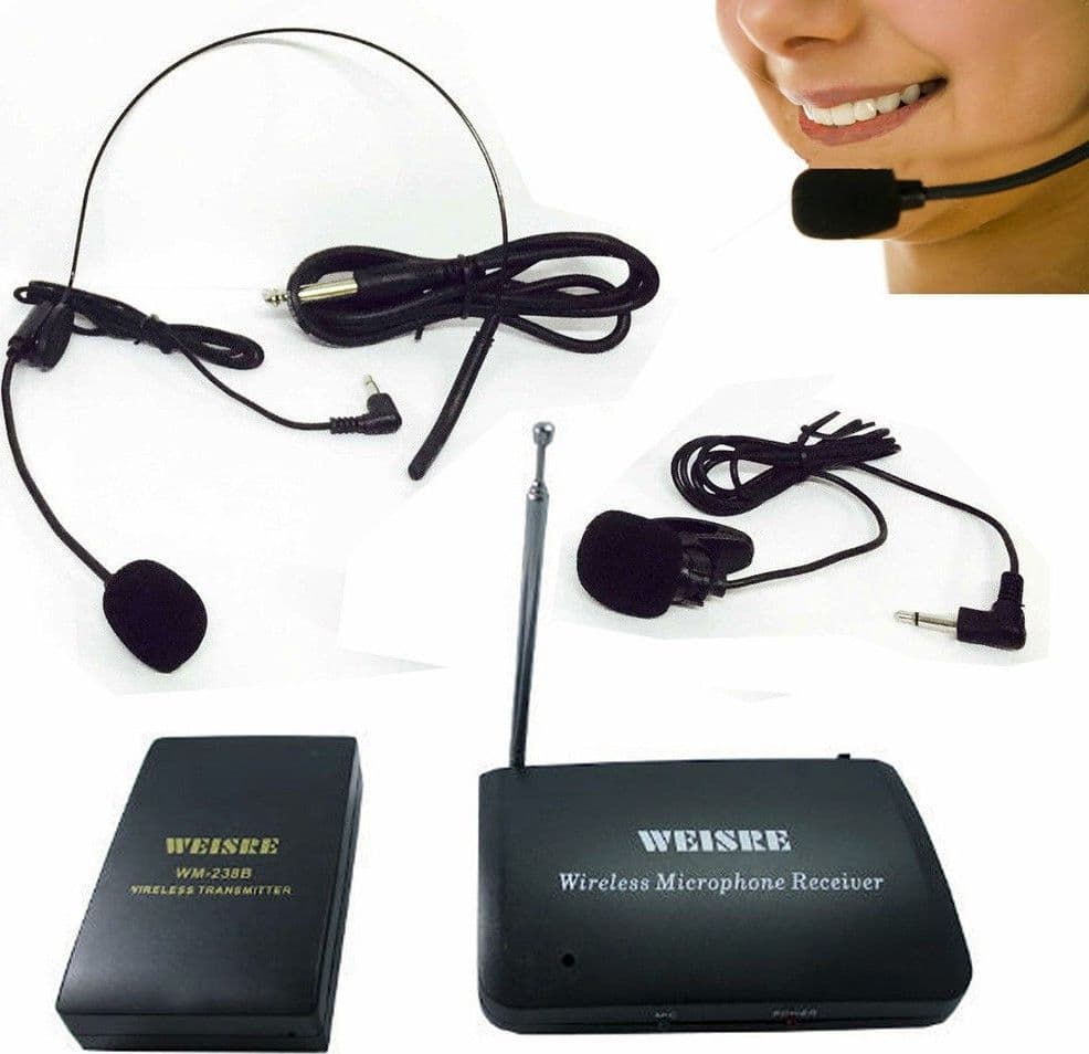 Microfono-Ad-Archetto-Wireless-Senza-Fili-Con-Centralina-E-Trasmettitore