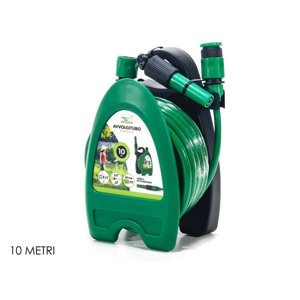 MINI AVVOLGITUBO DA 10 METRI IRRIGATORE GIARDINO TUBO ACQUA COMPATTO AVVOLGITORE in Bobine Trade Shop italia - Napoli, commercioVirtuoso.it