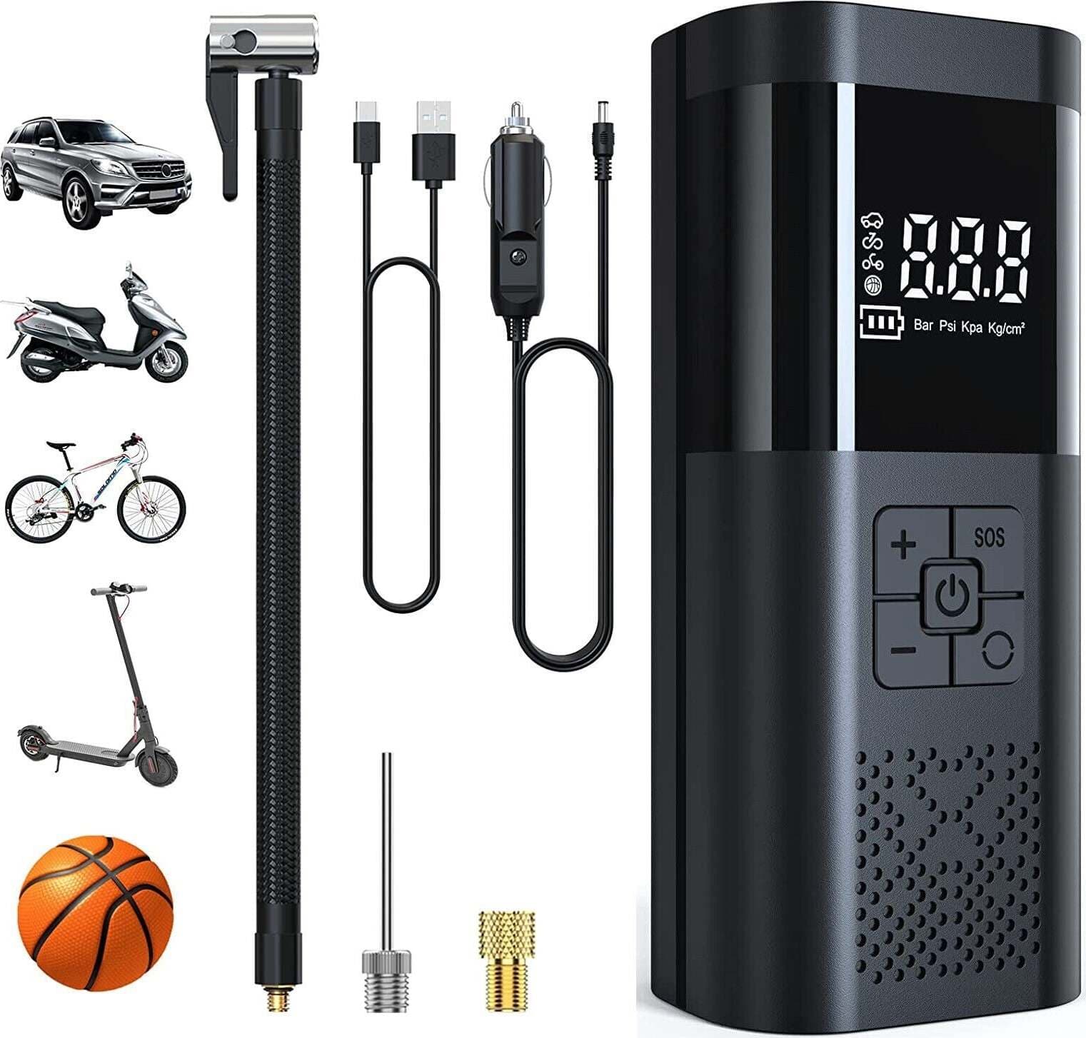 Mini Compressore Aria Portatile Auto Moto Gonfiatore Bici Elettrico con Batteria Auto e Moto/Cerchioni e pneumatici/Accessori e parti/Compressori portatili Zencoccostore - Formia, Commerciovirtuoso.it