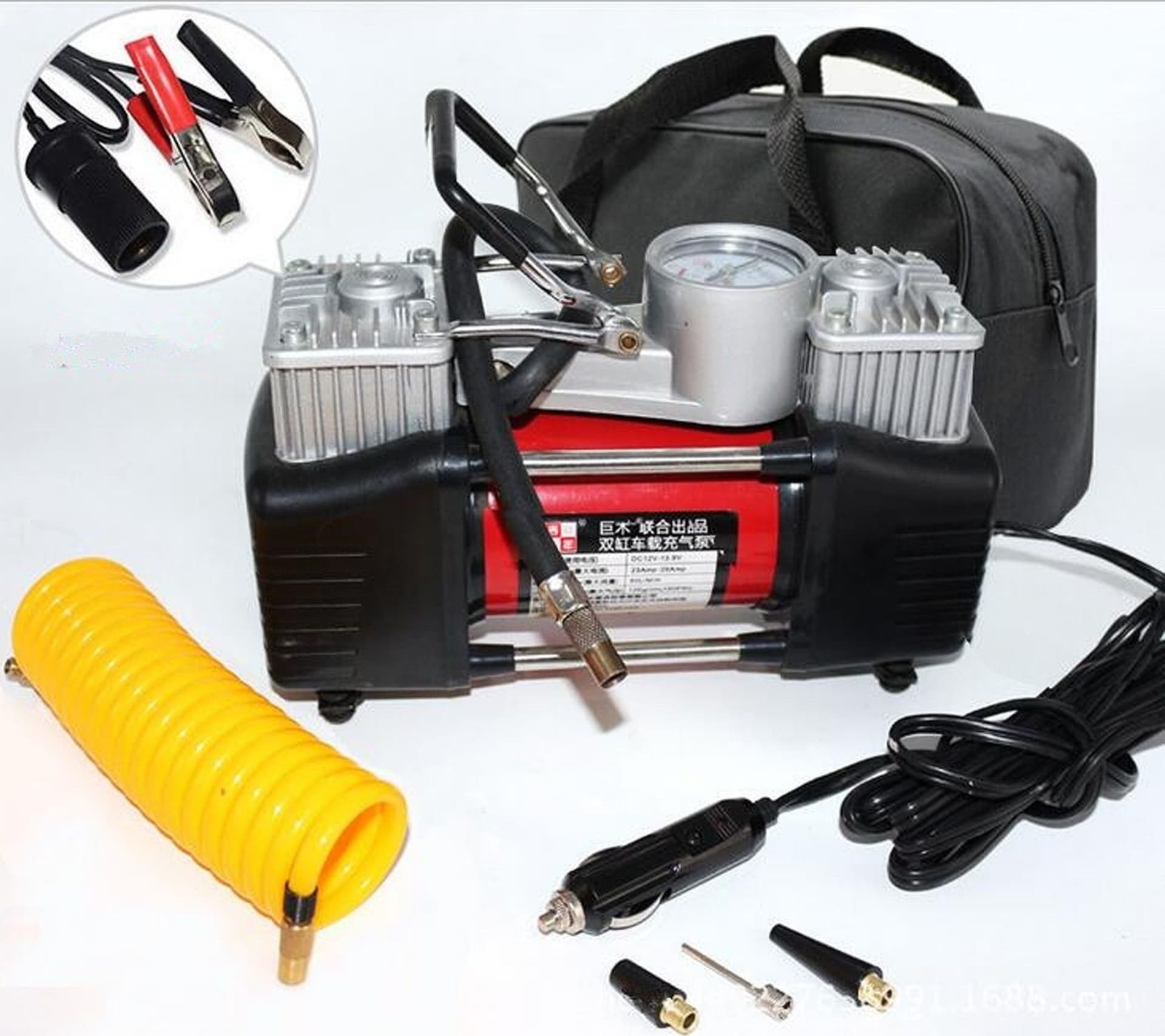 MINI COMPRESSORE PORTATILE 12 VOLT A DOPPIO CILINDRO PER AUTO MOTO + MANOMETRO Auto e Moto/Cerchioni e pneumatici/Accessori e parti/Compressori portatili Trade Shop italia - Napoli, Commerciovirtuoso.it