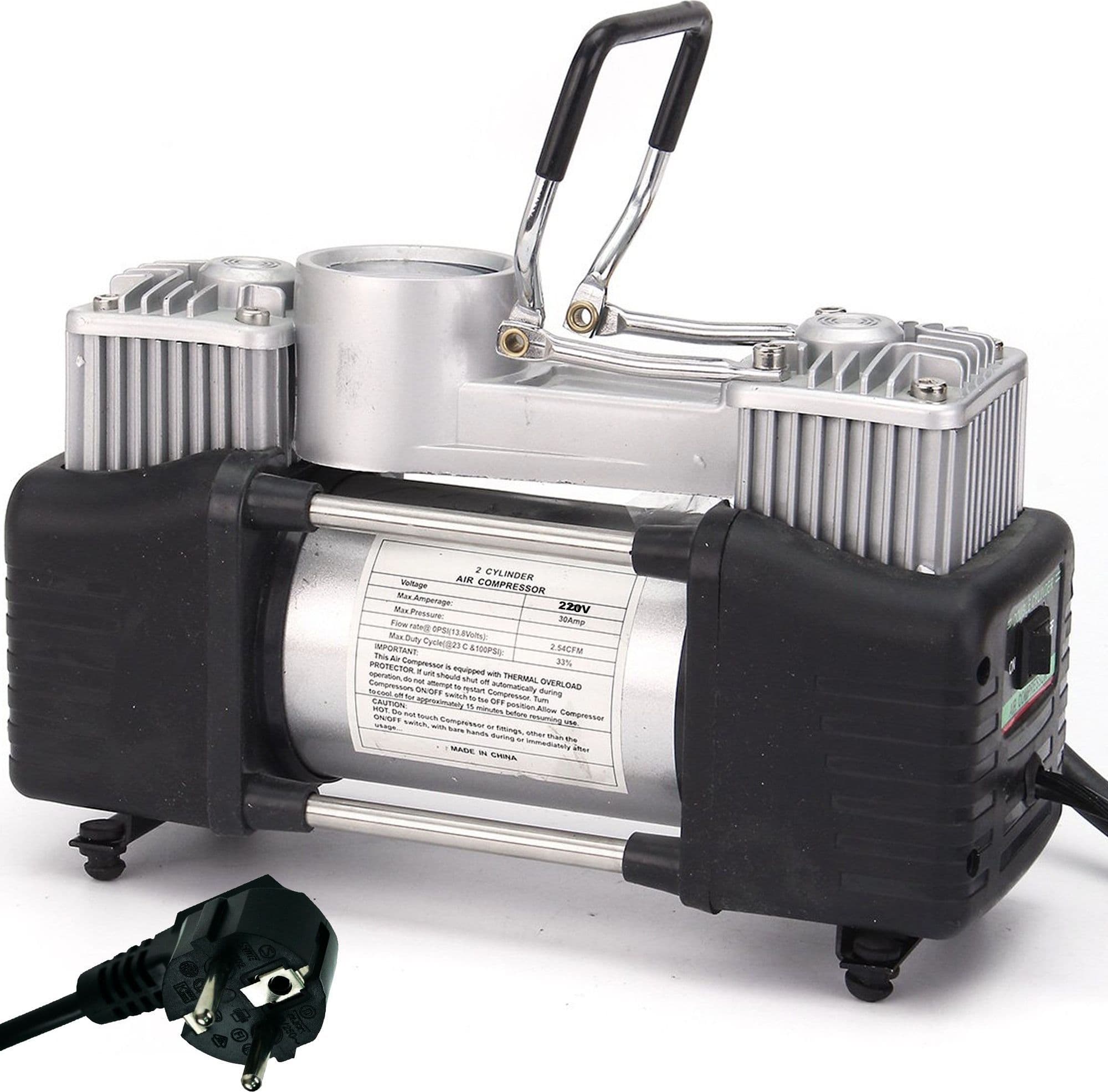 MINI COMPRESSORE PORTATILE 220 VOLT A DOPPIO CILINDRO PER AUTO MOTO + MANOMETRO Trade Shop italia - Napoli, Commerciovirtuoso.it