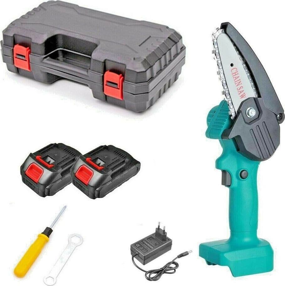 Mini Elettrosega A Doppia Batteria Motosega Elettrica Tagliarami 4'' 318 Fai da te/Attrezzi elettrici da giardinaggio/Utensili elettrici da giardino/Motoseghe Trade Shop italia - Napoli, Commerciovirtuoso.it
