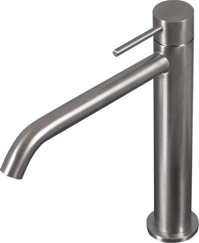 Miscelatore alto per lavabo con bocca da 18 cm in acciaio inox 316L di Tubico Tevere
