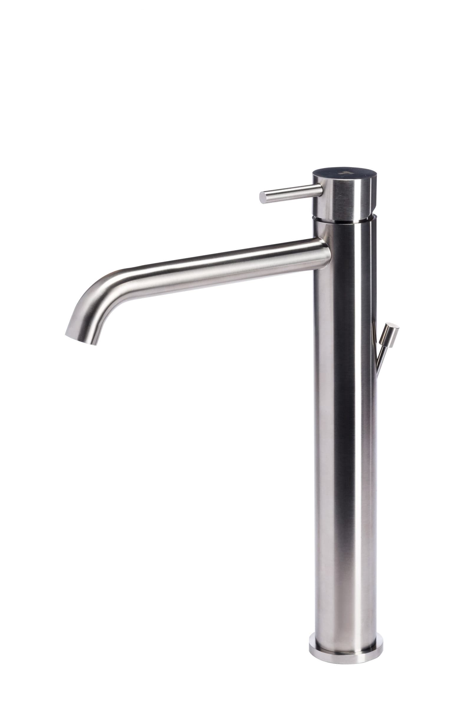 Miscelatore-in-acciaio-inox-versione-alta-per-lavabo-con-scarico-di-Tubico-Nilo