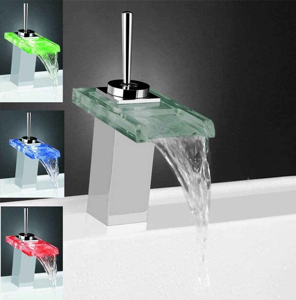 Miscelatore Monocomando Rubinetto A Cascata Vetro A Led Rubinetteria Bagno Rubinetti Bagno Trade Shop italia - Napoli, Commerciovirtuoso.it