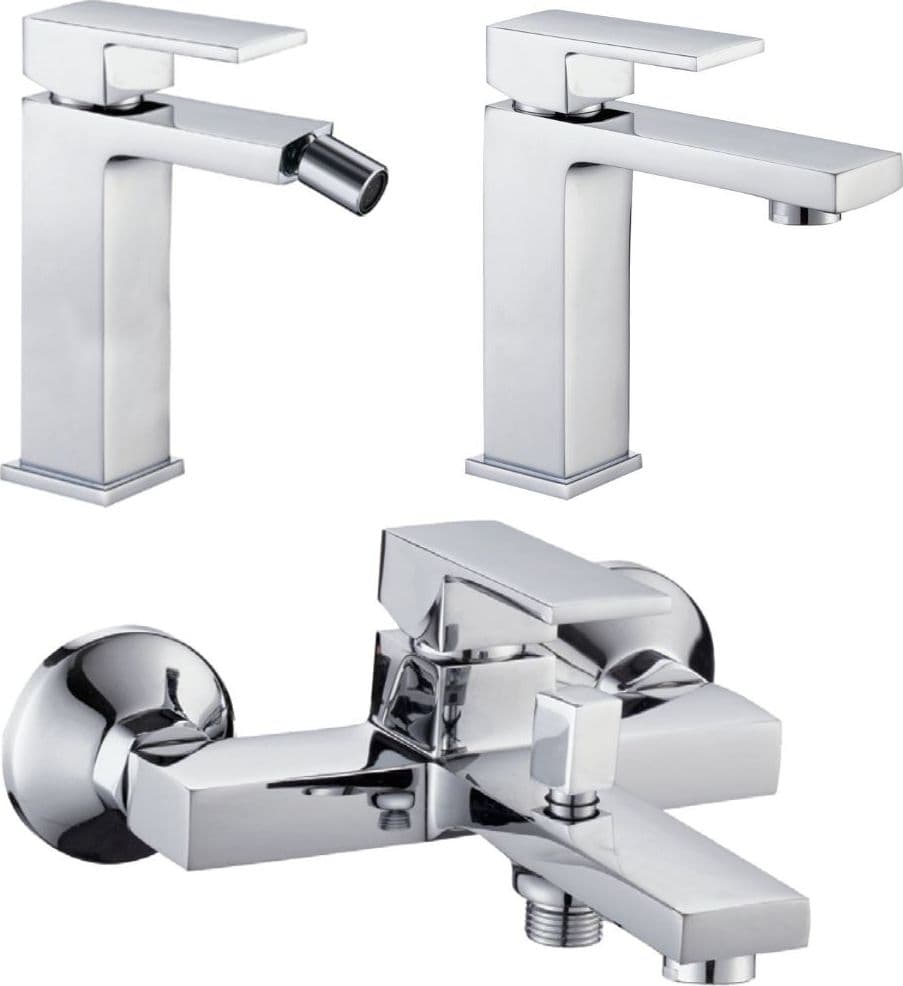 Miscelatore Rubinetto Bidet Cromato + Miscelatore Rubinetto Lavabo Cromato + Miscelatore Esterno Vasca Con Deviatore Fai da te/Attrezzature per cucine e bagni/Attrezzature per bagni/Rubinetti per lavandini bagno Ogomondo - Martina Franca, Commerciovirtuoso.it